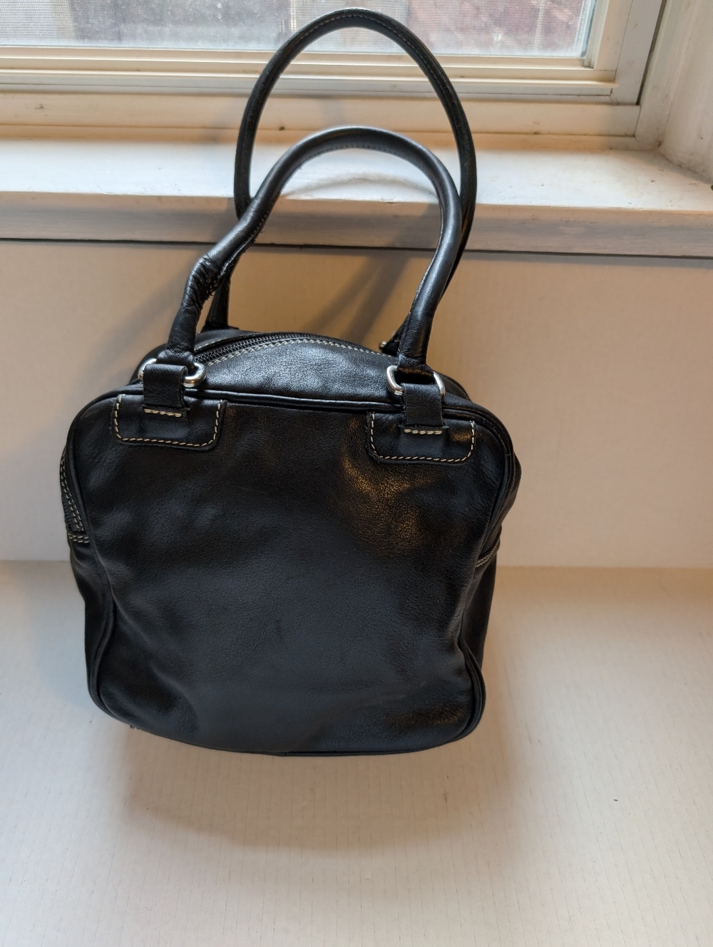 Vintage Y2K Roots Canada Black Leather Aries Zodiac Bowling bag - White Ram - Picture 2 of 14